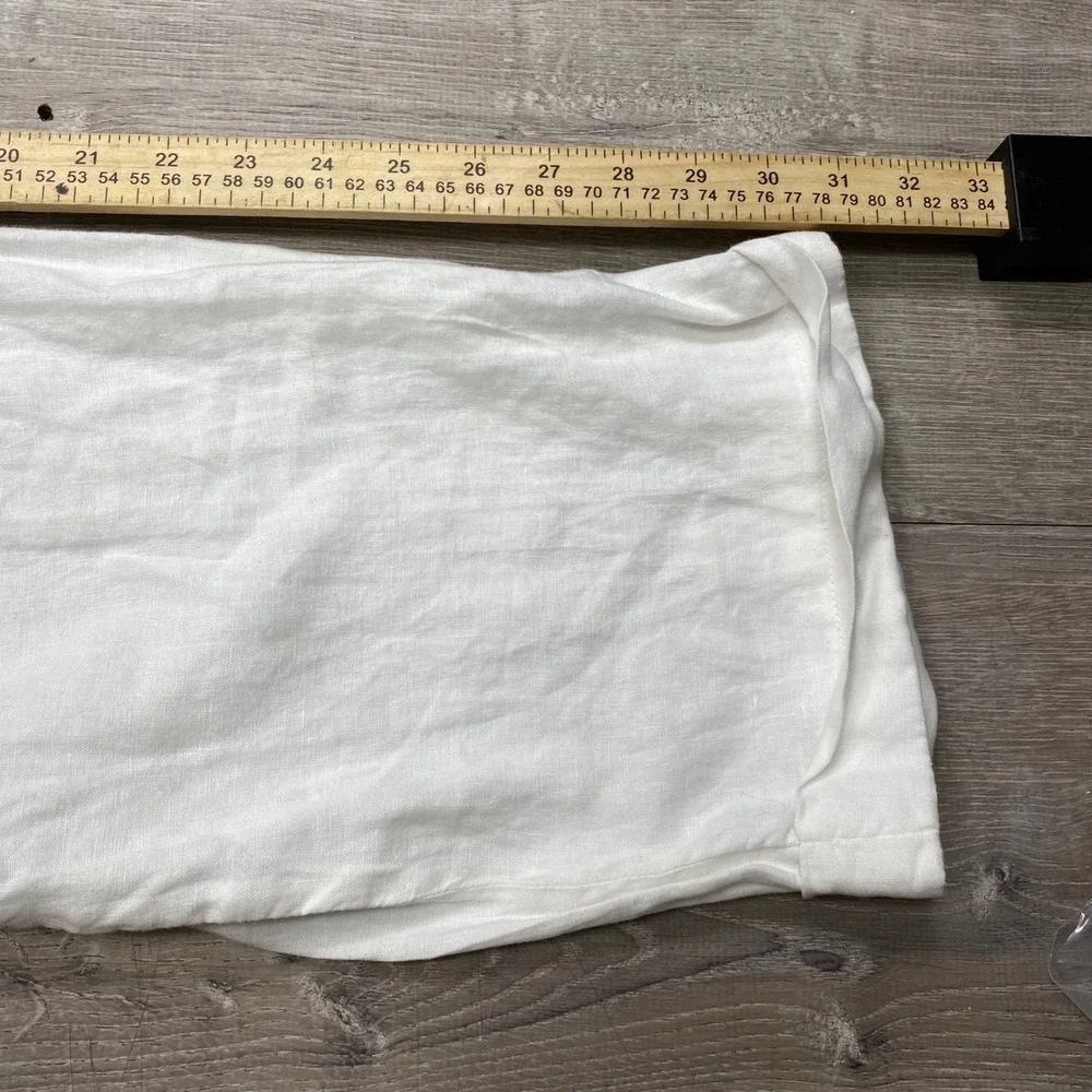 Inserch Linen Trousers Mens 38 White Pleated Wide Leg Cuffed Summer Beach Pants
